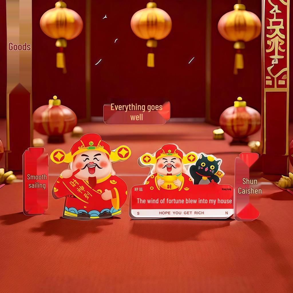 Caishen Neujahrs Acryl Kühlschrankmagnet Set: Dekoratives chinesisches Trendgeschenk