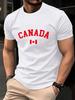 Kanada Text Med Flagga Tryckt Bomulls T-shirts HerrS Sommar Kortärmad T-shirt Mjuk Överdimensionerad Rundhalsad Toppar Grundläggande Herrkläder