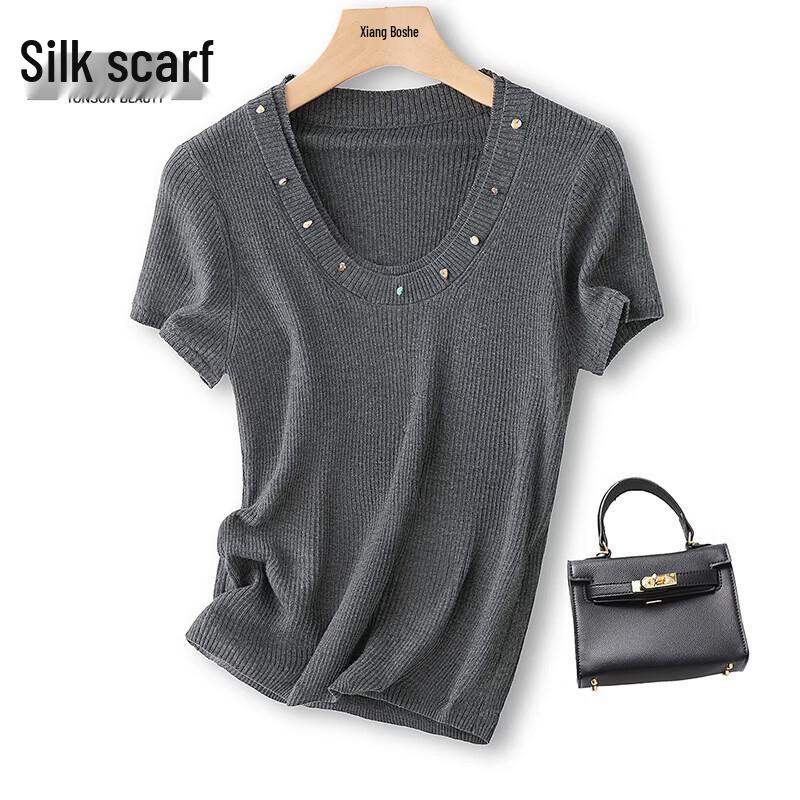 Women s Wool Blend Short Sleeve Knit Top One Size