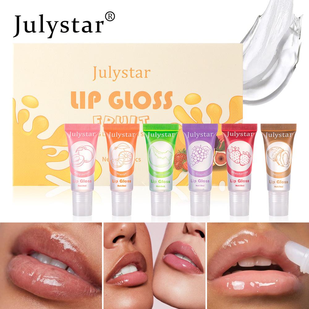 

Набор из 6 флаконов прозрачного масла для губ с фруктовым вкусом Julystar Увлажняющий и восстанавливающий уход за губами, удаление омертвевшей кожи и улучшение здоровья губ