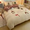 Thickened Milk Fleece Towel Embroidery Four-Piece Set 1.2M Bed Sheet Three-Piece Set, Gingerbread Small