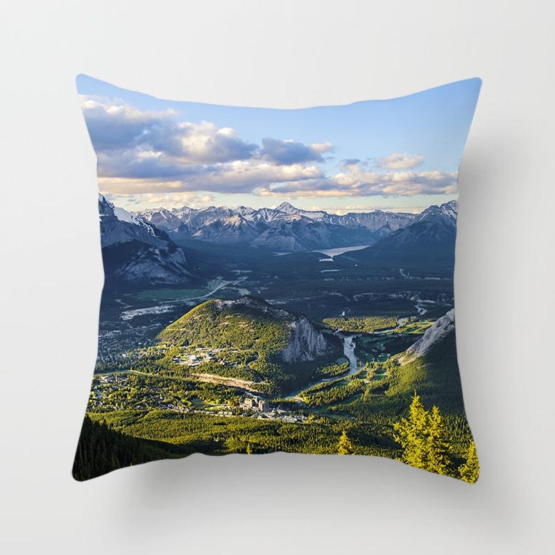 Natural Scenery Beautiful Printed Pillow Cover Sofa Decoration Ornament Office Seat Car Cushion Cover Home Decor Pillow Cover