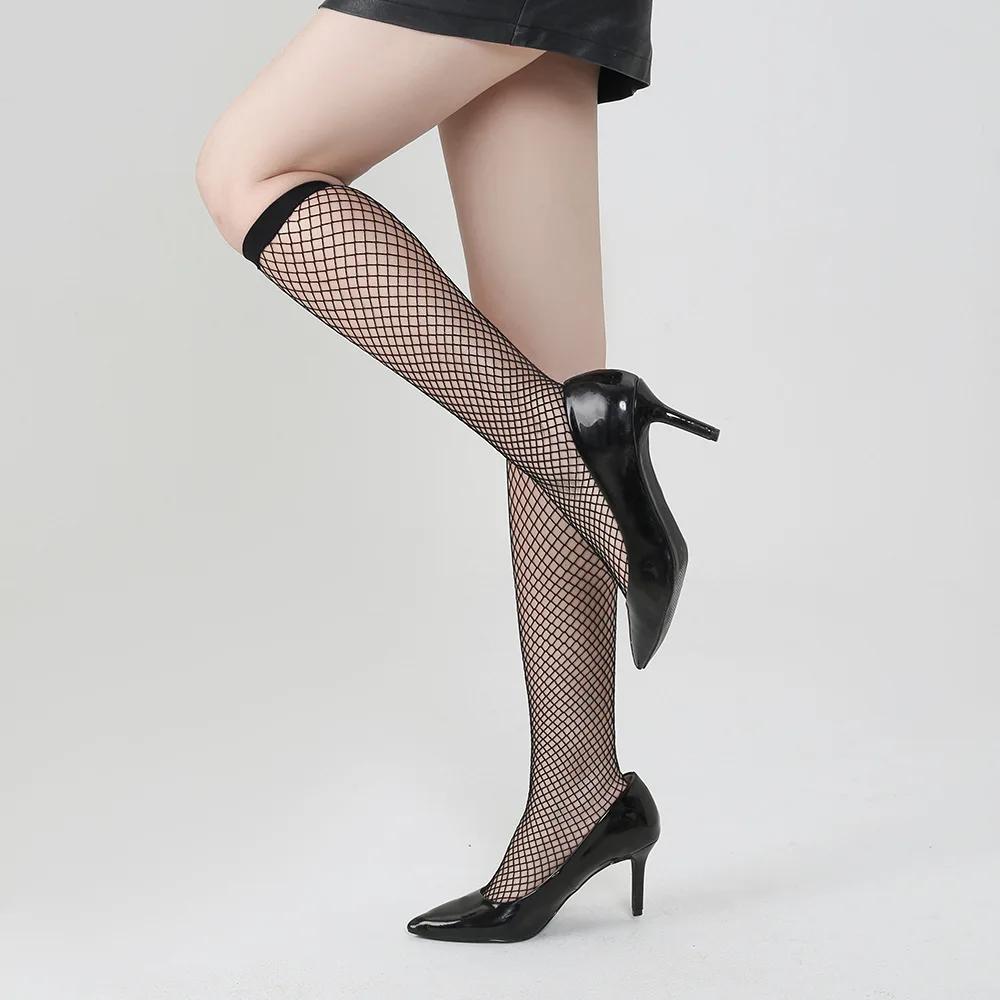 Dark Crew Net Stockings Spring Summer Chic Trendy Mid-Calf Hosiery Airy Comfy Bulk Pricing Black Mesh Socks Fashion Legwear