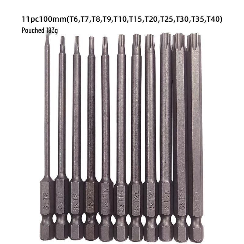 Magnetic S2 Steel Hardened Hex Ball Head Air Driver Bit 1/4" Pneumatic Screwdriver Attachment