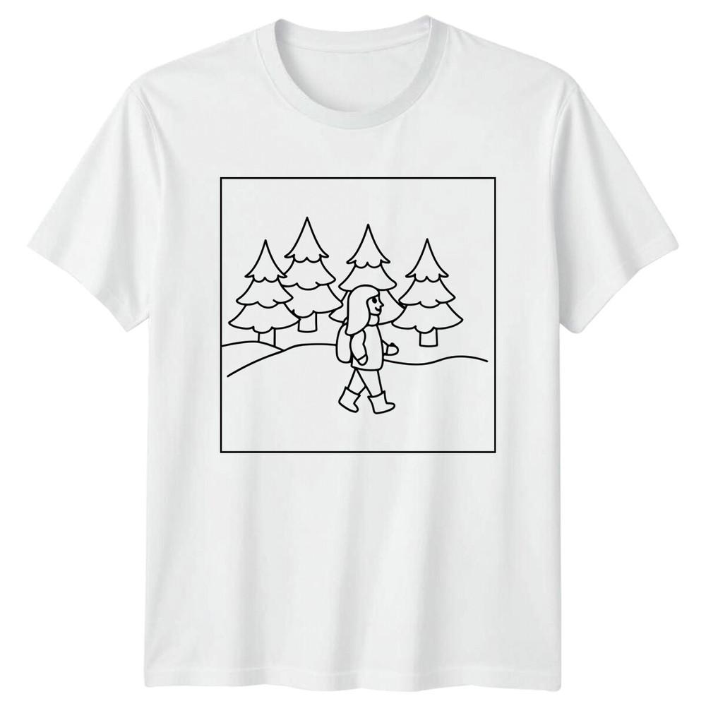Unisex Walking Forest Winter Scene Unisexs TShirt Ladies Graphic Tee Unisex S