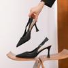 73226 [sheepskin] High Heels Women's Thin Heels Summer 2025 New Rear Empty Sandals Pointed Temperament Single Shoes