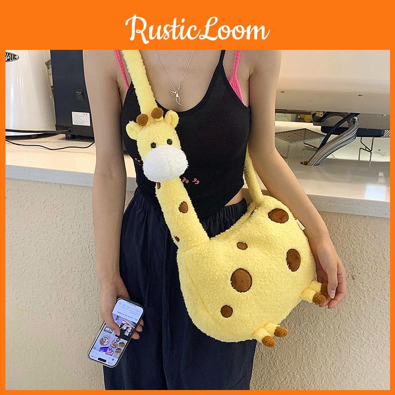 Giraffe Cartoon Cute Plush Oblique Span Shoulder Bag Girl Birthday Holiday Gift