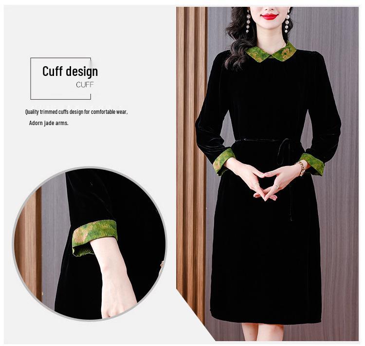 Elegant Mulberry Silk Velvet Dress: Plus Size, Flaw-Concealing, Anti-Aging, for Middle-Aged Mothers – Autumn/Winter