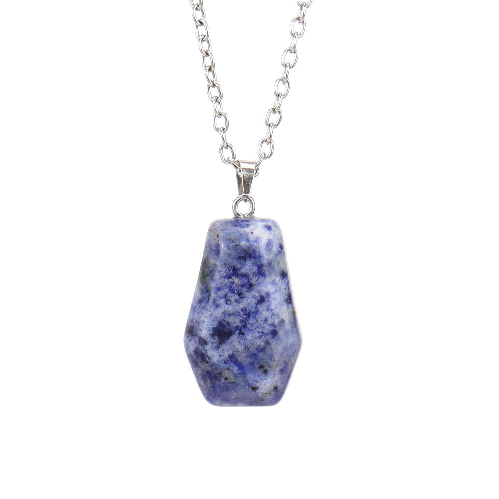 Natural Crystal Stone Mini Coffin Board Pendant Necklace Halloween Necklace Ornament N671