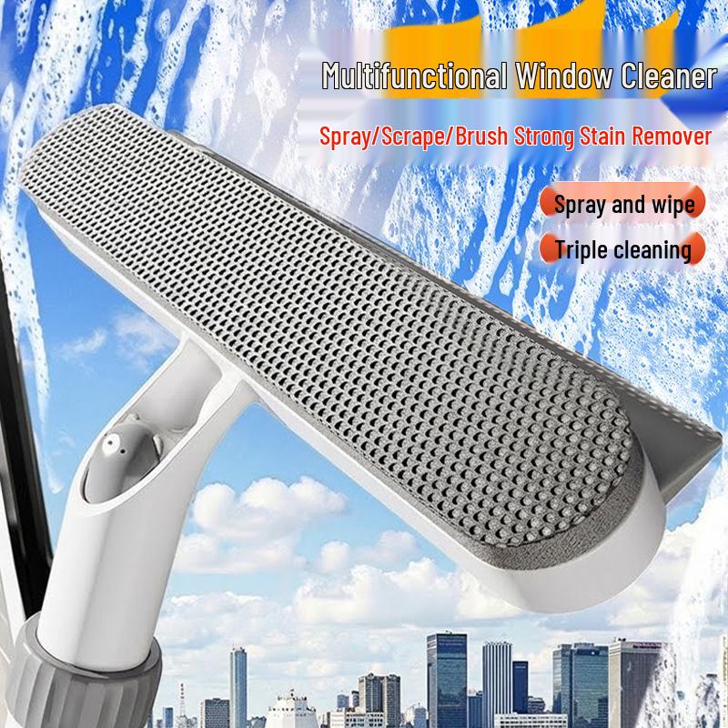 Retractable Window Cleaning Tool: Sprayable Glass Wiper & Dirt Scraper
