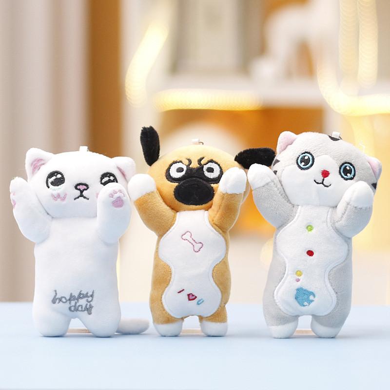 Toy Plush Cat Dog Plush Keychains Pp Cotton Stuffed Plush Toy Bag Hanging Doll