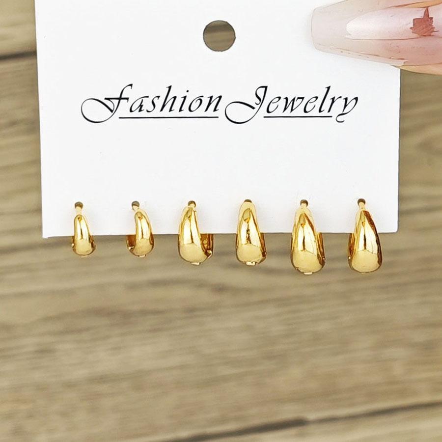Minimalist and versatile geometric earring set for women s cross-border new high-end metal C-shaped earring combination