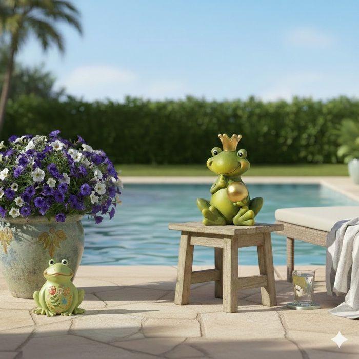 Grenouille de decoration de jardin en céramique 44 cm