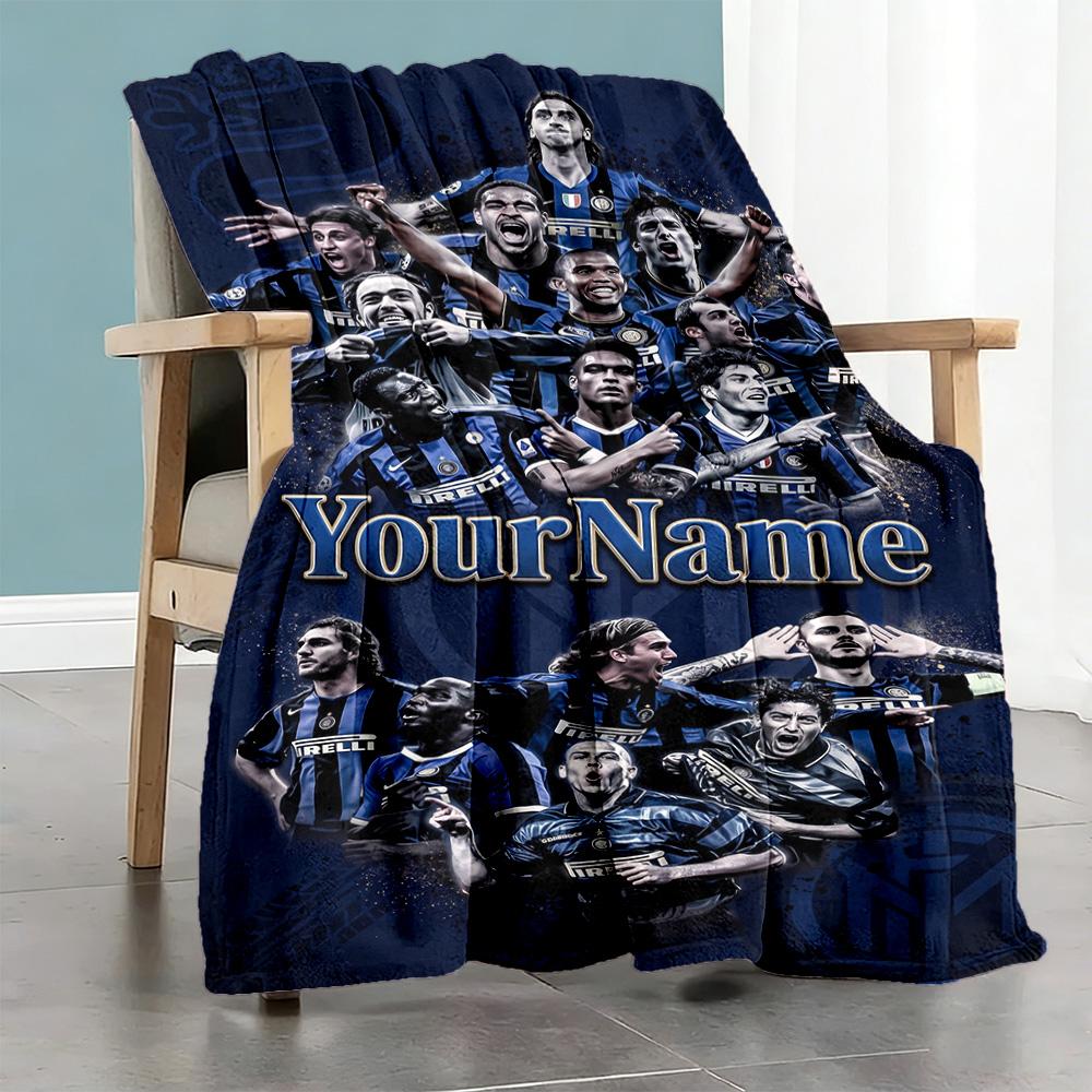 Inter Milan Personalized Name Blanket Throw Personalized Blanket Comfortable Suitable for Bedding Office Chair Couch Living Room