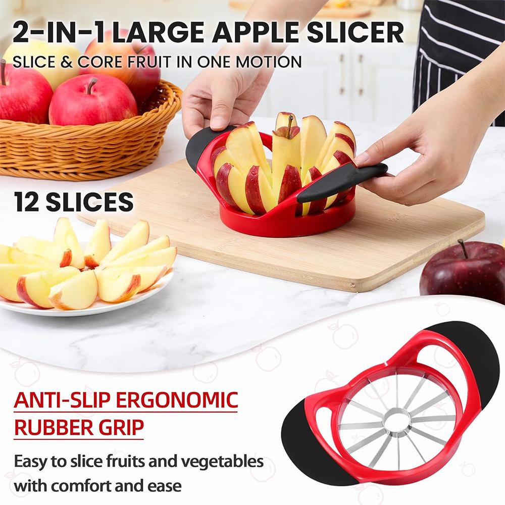 LMETJMA 12 Blade Apple Slicer Corer Cutter Ultra Sharp Stainless Steel Blades Apple Divider Kitchen Mango Slicer Corer JT326