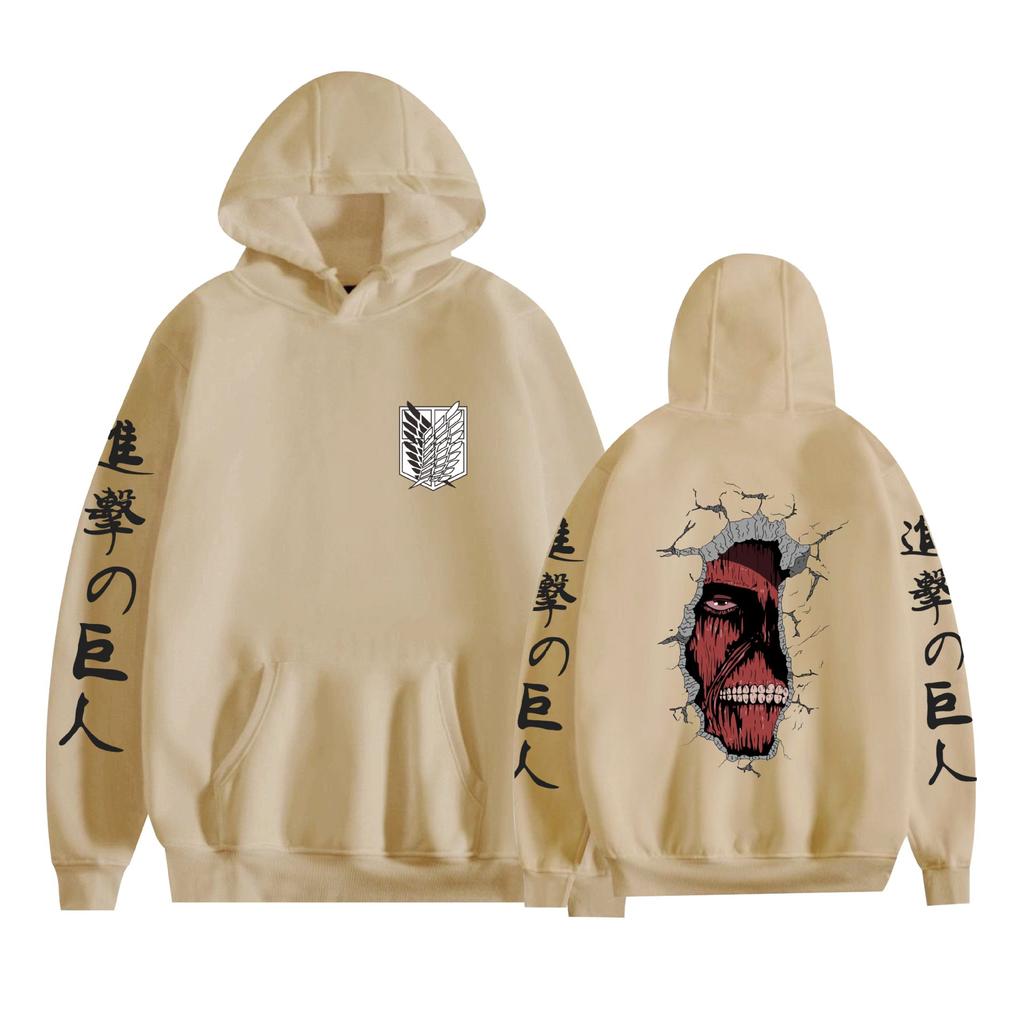 Mens Womens Hoodie Attack on Titan Anime Hoodies Streetwear Casual Cartoon Printed Hooded Pullover Sweatshirts