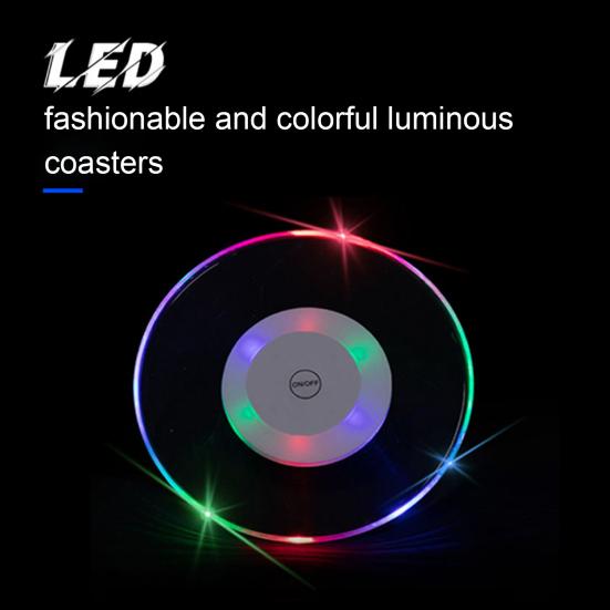 3Pcs LED Glowing Coasters Cup Holder Mat Light Bar Placemat Acrylic Party Drink Backlight Pad Home Kitchen Decor