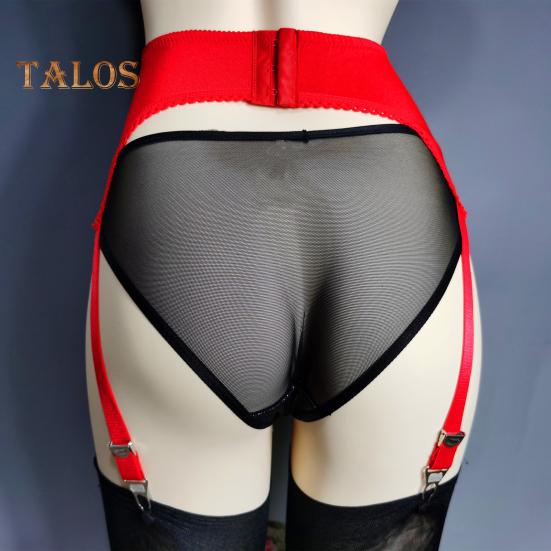 Women Garter with 6 Claws Hollow Out See-throug Lace Floral Embroidery High Waist Elastic Stockings Fixer Club Party Honeymoon Garter