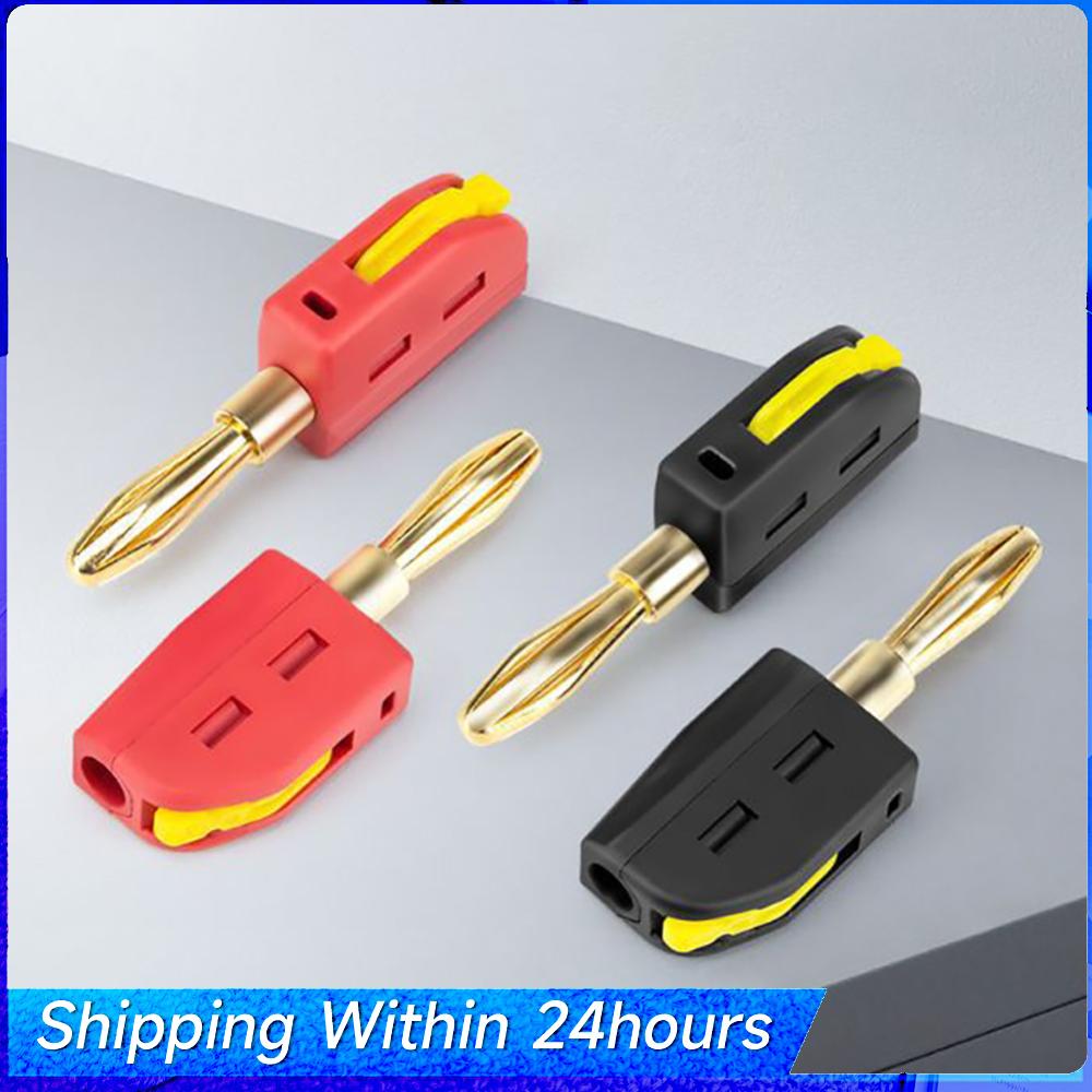 10 шт. 4 мм Банановый штекер Без пайки Высокотоковые штекеры Самоблокирующиеся Позолоченный Банановый разъем для 32А Электрического тестирования China Mainland