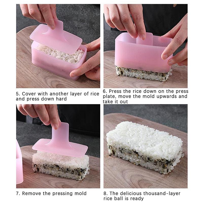 Food Press Rectangular Sushi Mold Maker Onigiri Rice Ball Set Non Stick Sushi Kit Japanese Diy Tools Kitchen Bento Accessories