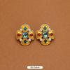 Autumn and winter niche French retro court enamel stud earrings femininity fashionable personality exaggerated Hong Kong style small fragrant ear