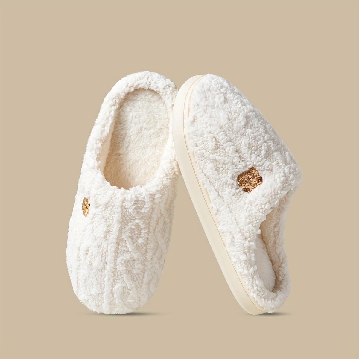 

Cozy Slip-On Slippers with Cute Bear Print - Soft Fabric, Warm Winter Slippers for Home, Casual Style, TPR Sole, All-Season Comfort 36-37 білий