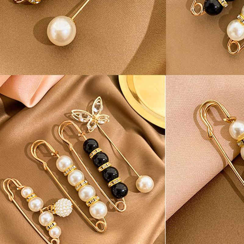 Pearl Waistband Pin To Fix The Waistline of Clothes and Make It Smaller Anti-exposure Brooch Women's Trousers Waistband Buckle Pin