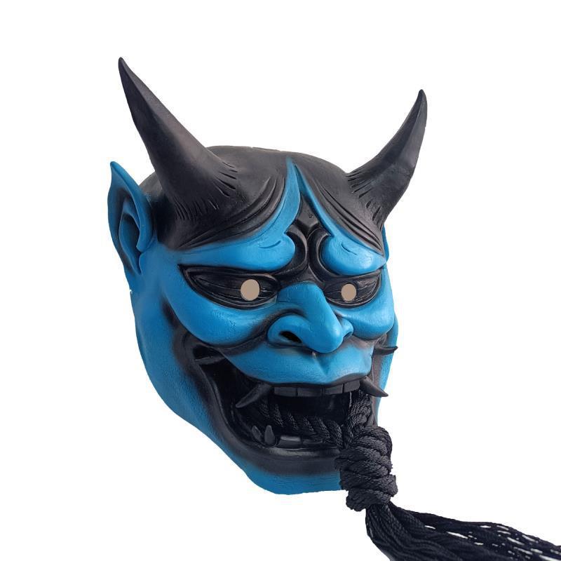 Resin-sealed Red Prajna Mask Latex mask for Halloween with red ghost face and strap Japanese-style Hannya mask