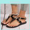 Elegant Fairy Style Bow Flat Sandals For Women 2024 Summer Beach Ladies Sandals