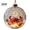Acrylic Xmas Balls for Party Lighted Zodiac Christmas Ornament, Glowing Sign Ball with Warm LED, Durable Garden 3D Clear Hanging Pendant Tree Mantel,