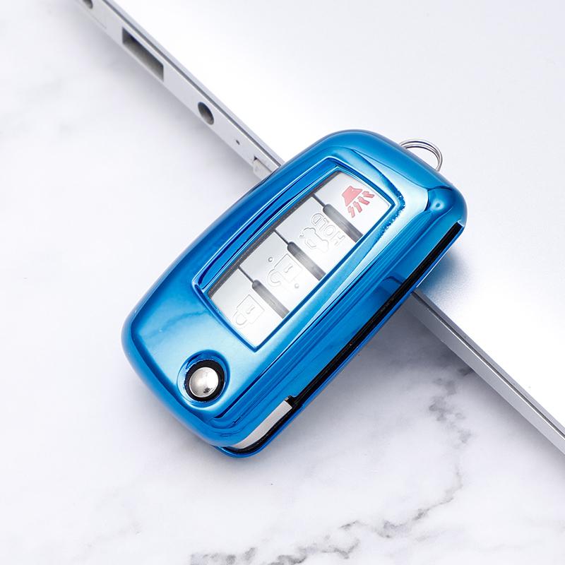 Soft TPU Car Folding Flip Key Case Cover Keychain for Nissan X-Trail T31 T32 Rogue Juke F15 Qashqai Tiida Murano Maxima Quest