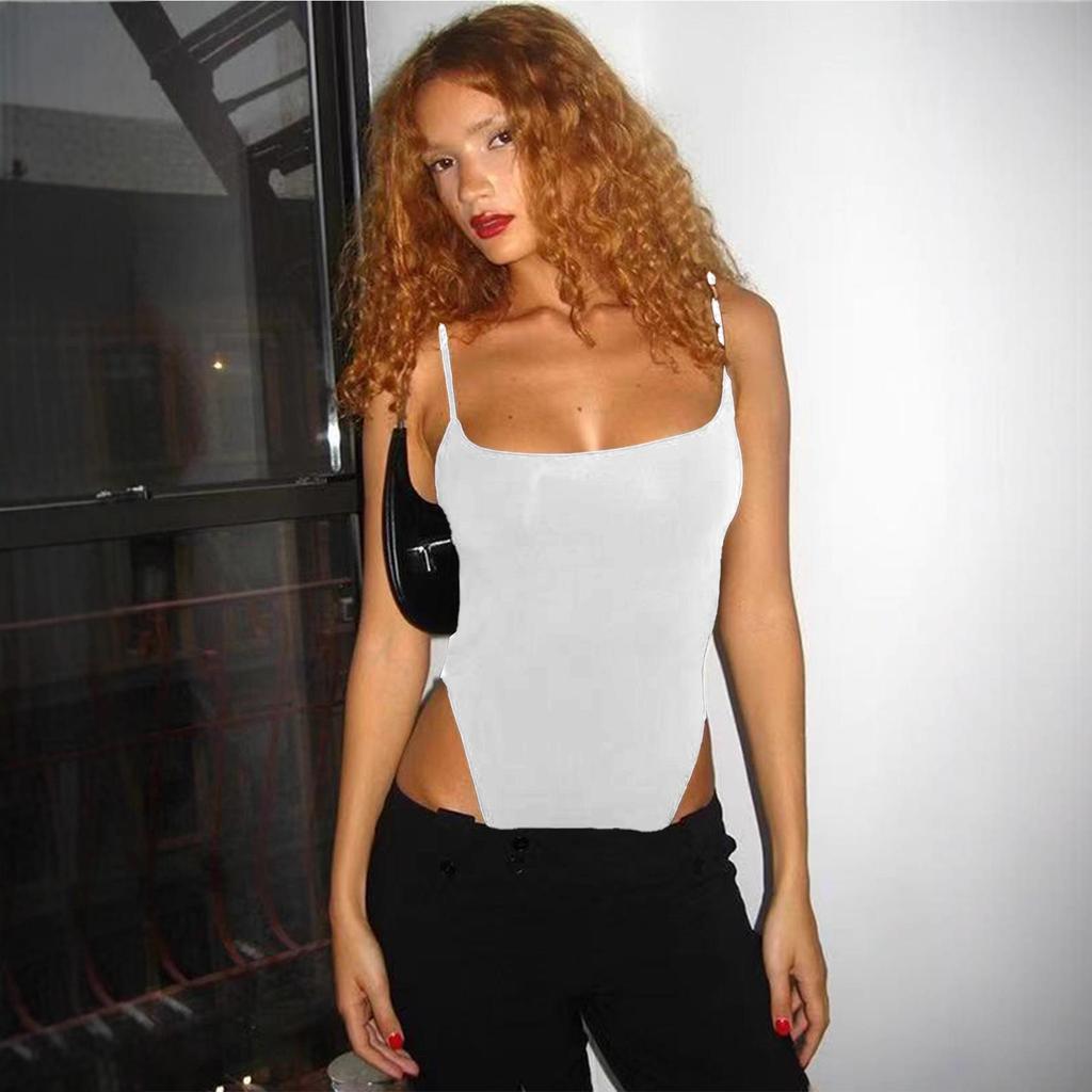 Sleek & Sexy Sleeveless Bodysuit: Thin Straps, Low Cut, Open Back