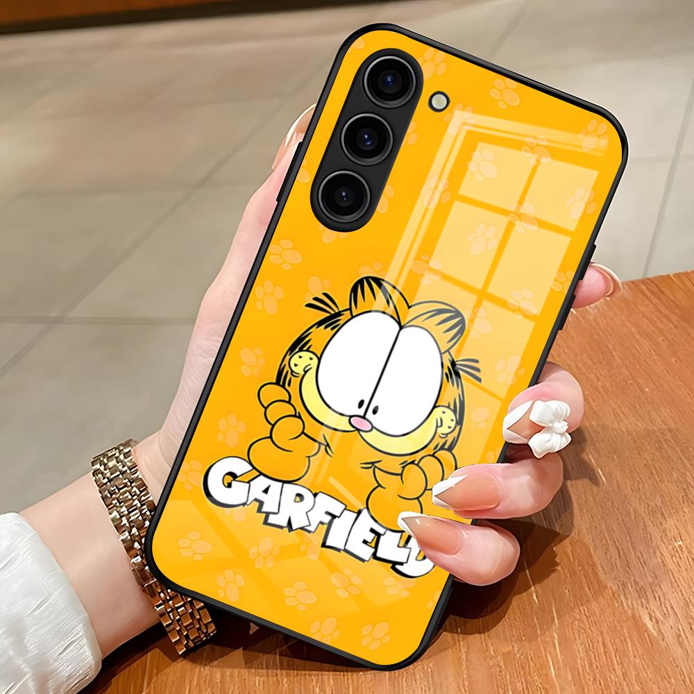 Funda de Teléfono Linda Gato G-GarfieldeS Para Samsung S26 S25 Edge Ultra S23 S22 S21 S20 Ultra Plus S24 Fe A54 A53 A25 Cubierta de Cristal