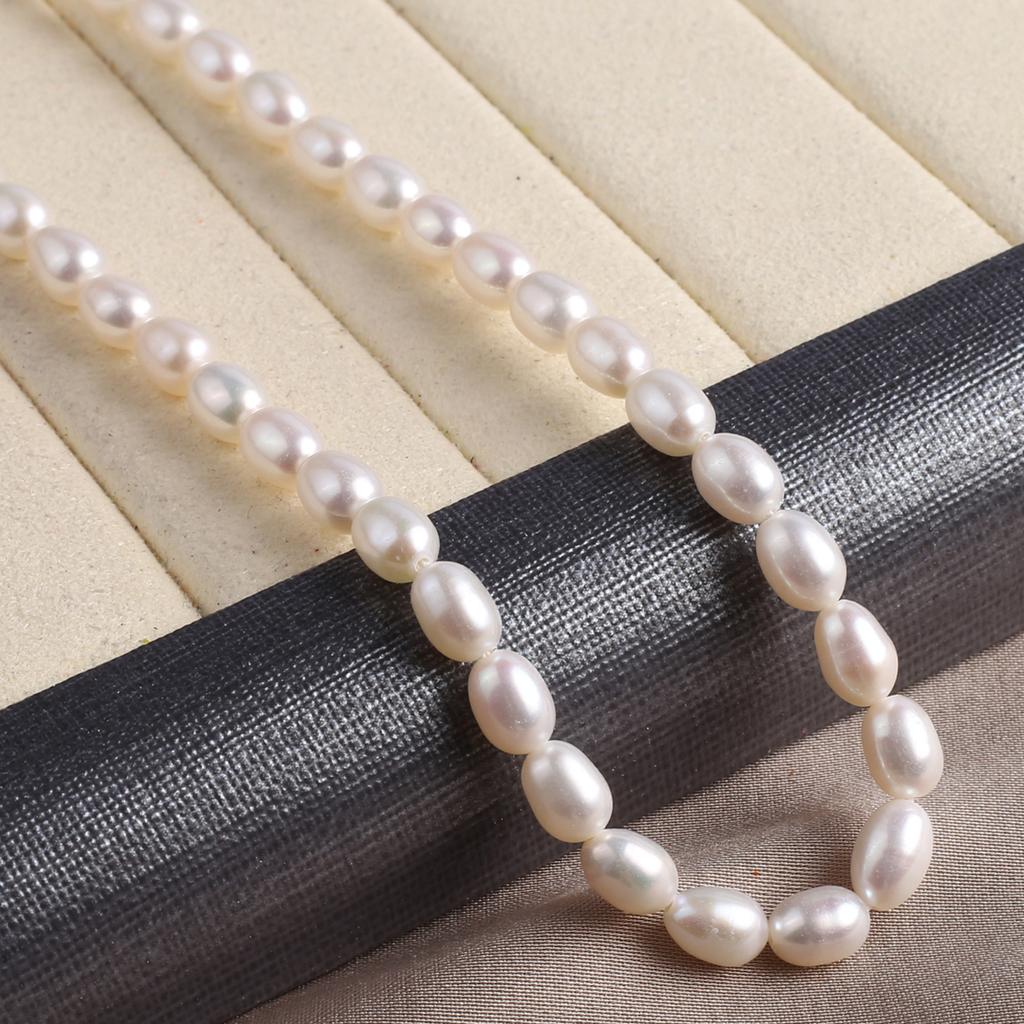 1 šňůra, AAA přírodní sladkovodní perly, bílé oválné perlové korálky, 4-5 mm, pro výrobu šperků DIY, jedinečné řemesla na narozeninovou oslavu, svatbu, 36 cm