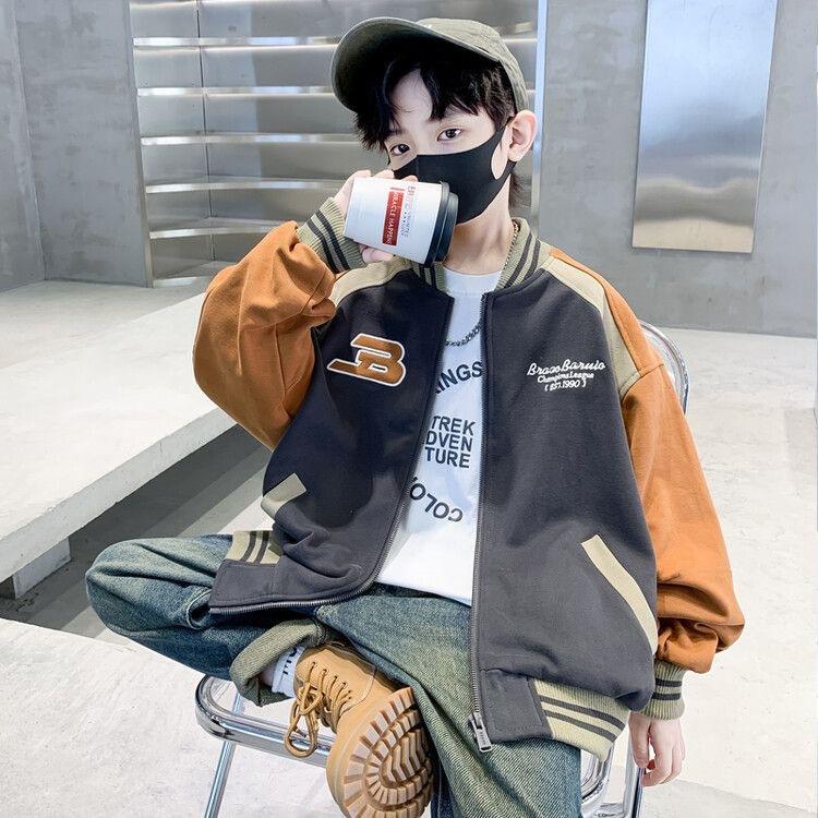 Dětská baseballová bunda Boy Bomber Jacket Jaro a podzim Cool Boy Kabát Dětské Letter Print Svrchní oblečení 3-14Y