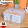 Lockable Retro Tin Box for Cosmetics, Documents, and Jewelry Storage