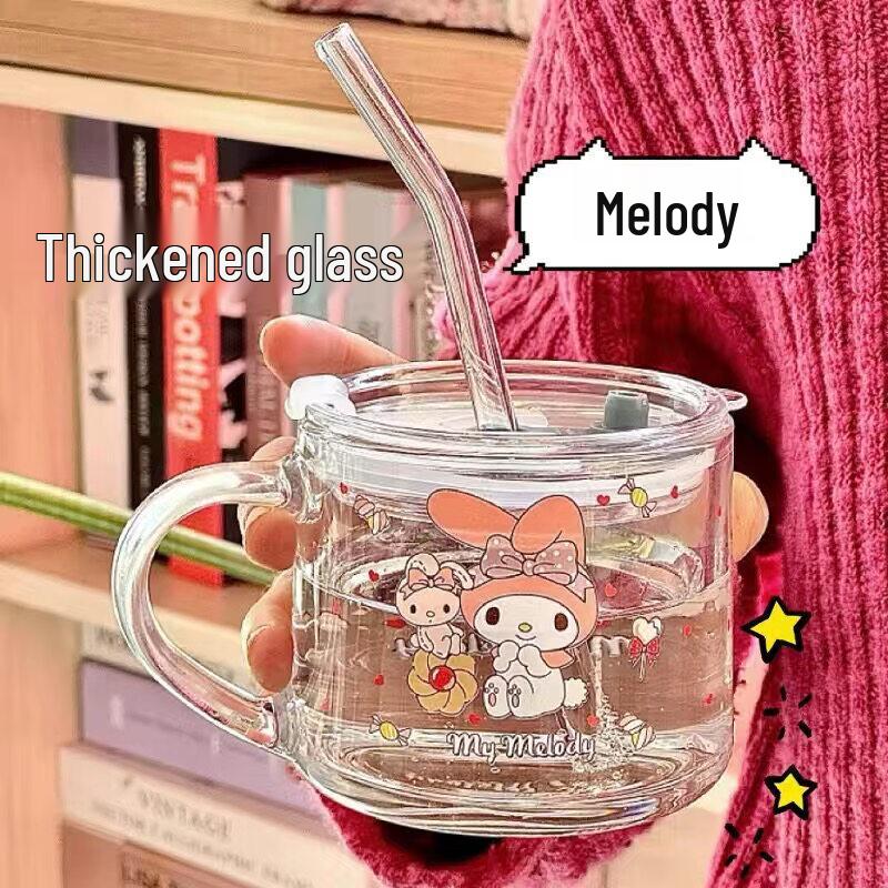 Kuromi Glass Breakfast Cup with Lid