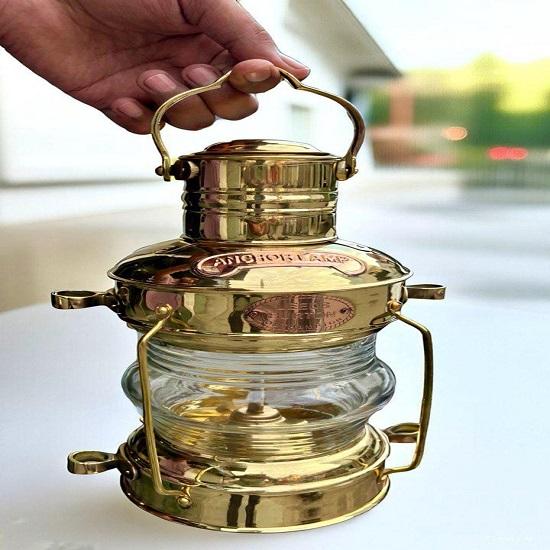 Brass Anchor Lamp Nautical Oil Lantern Maritime Ship Light Collectible Home Decor