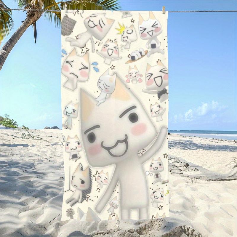 Kawaii Japanese Cat Microfiber Beach Towel Quick Dry Soft Absorbent Bath Towel for Kids Adults Summer Pool Swimming