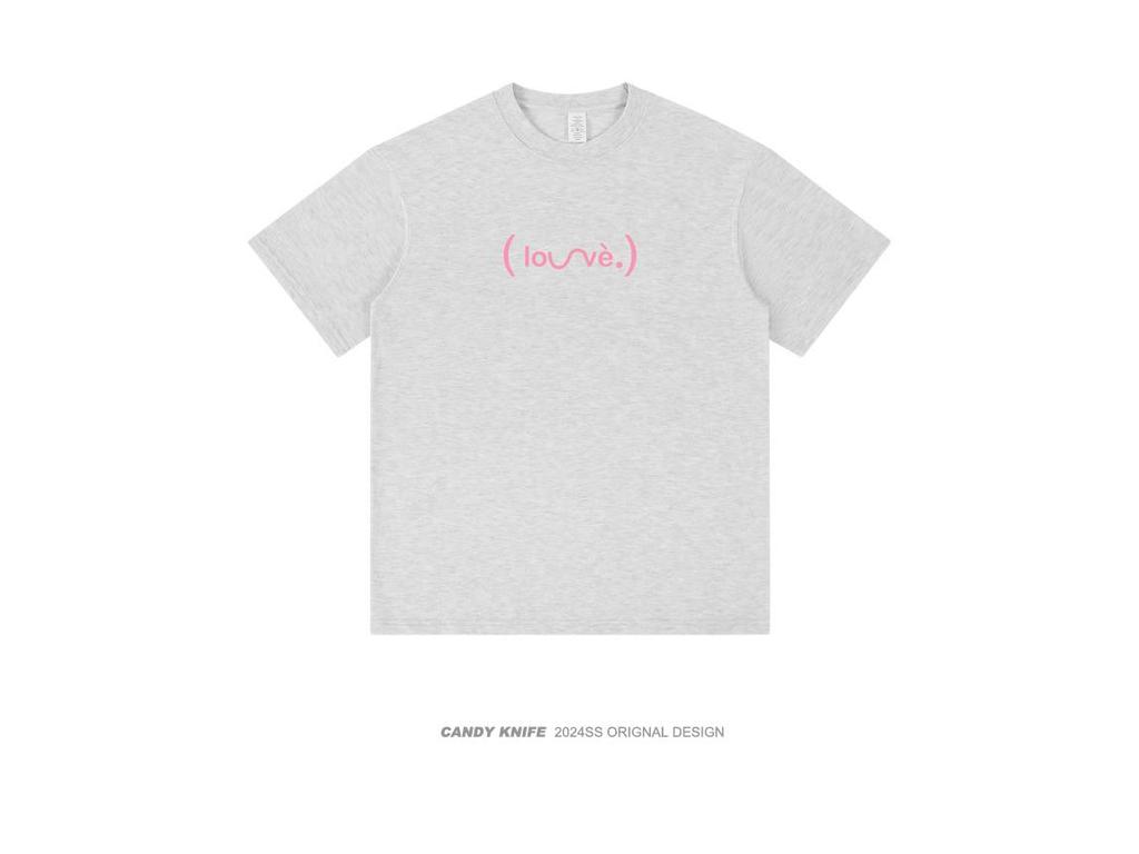 Unisex 2024 Summer All-Cotton Loose Fit Dopamine Print Short-Sleeve T-Shirt