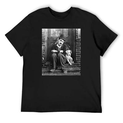 Charlie Chaplin - A Dog's Life T-Shirt Tops Luxury Man Vintage Clothes Custom T-shirts Mens Funny T Shirts