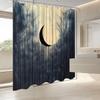 Monochromatic Forest & Crescent Moon Shower Curtain - Haunting Bare Trees Design, Stylish Bathroom Decor