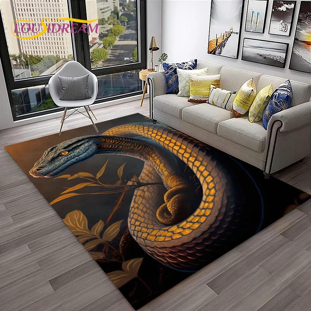 Gothic Serpent Viper 3D Python Snake Carpet Rug for Home Living Room Bedroom Sofa Doormat Decor,kids Area Rug Non-slip Floor Mat