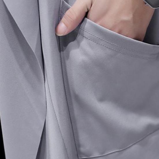 Men Trench Windbreaker Large Neckline Solid Color Slim Mid-length Draping Overcoat Outwear Cloak Streetwear