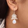 Handmade Milky Opal Gemstone 925 Sterling Silver Bohemian Jewelry Dangle Earrings 1.84" For Love CE-23-16