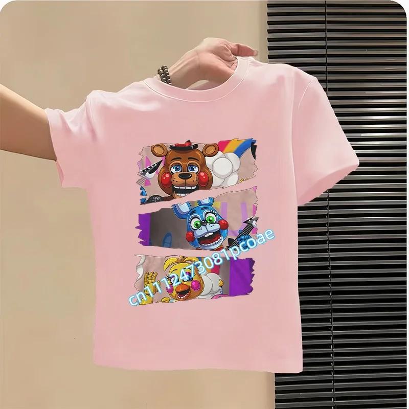 T-shirt FNAF Traspiranti Bambini Five Nights At Freddy Carino Top a Manica Corta Ragazzi Ragazze Moda Estiva T-shirt Abbigliamento Bambini