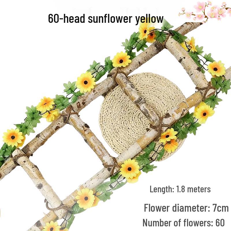 Sunflower Vine Faux Floral Decor for AC Pipe & Wall Hanging
