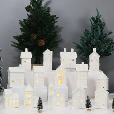 Ornament de Crăciun cu lumină LED în stil nordic, ceramică, pentru decorul casei