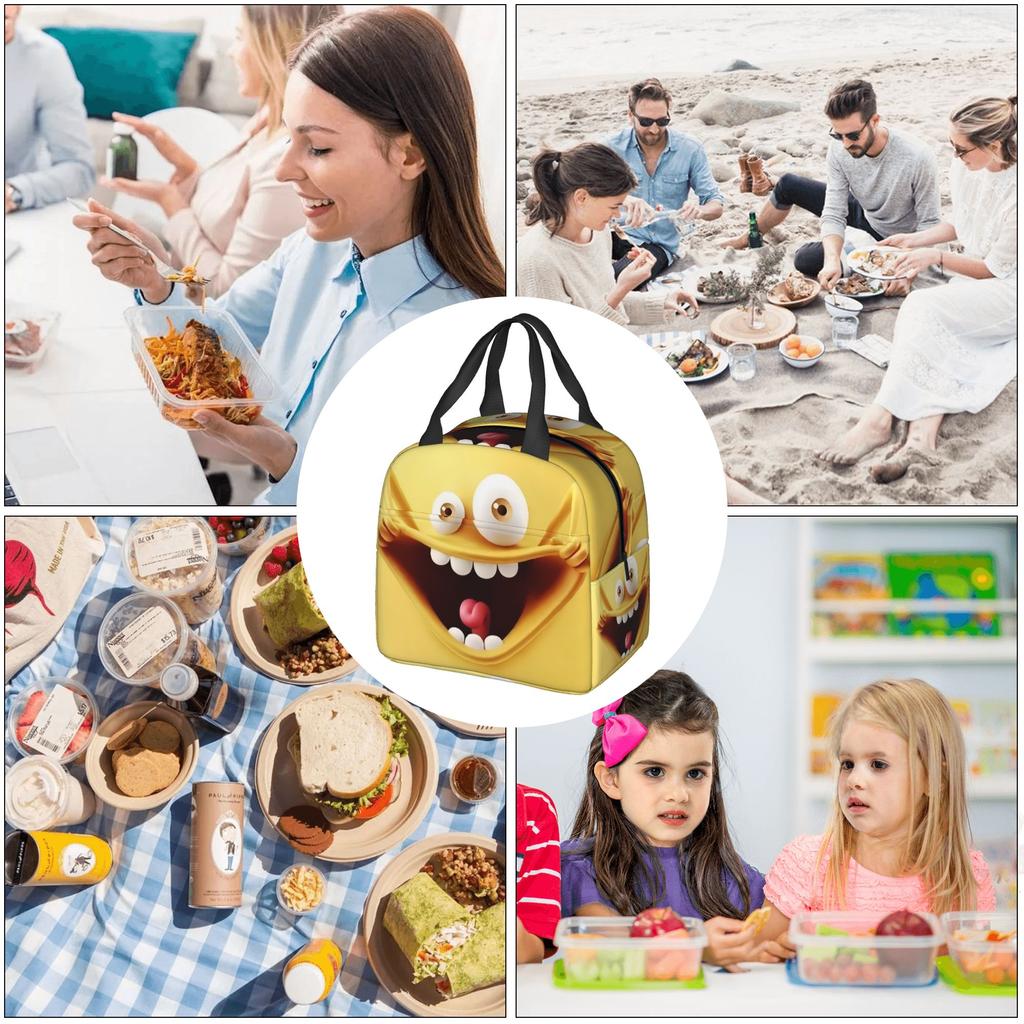Funny Expression Insulated Lunch Bags for Women Resuable Cooler Thermal Food Lunch Box Work School Travel
