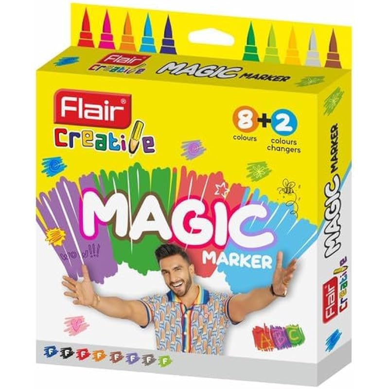 Flair Creative Series Magische Kunststifte | Schnelltrocknend & Farbwechselnd | 3X Farben, 8 Farbtöne + 2 Farbwechsler | Ungiftig